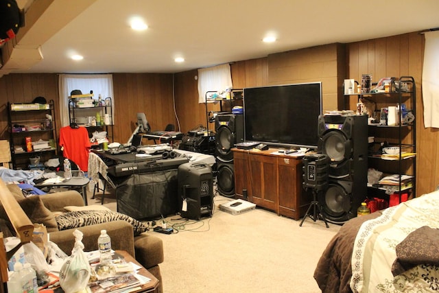 1254 Blackhawk Dr, Elgin, IL 60120 - office space featuring light colored carpet, wood walls, and recessed lighting