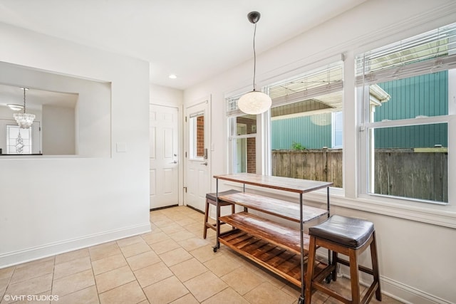 630 Wesley Dr, Park Ridge, IL 60068 - tiled dining space with a chandelier and recessed lighting
