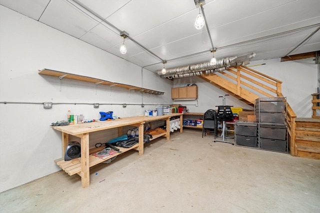 8950 S 84th Ave, Hickory Hills, IL 60457 - below grade area with a workshop area and stairs