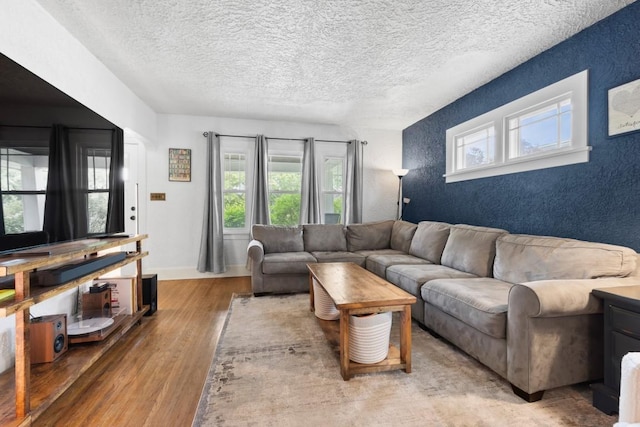 2417 Crosby St, Rockford, IL 61107 - living area featuring wood finished floors, a textured wall, and a textured ceiling