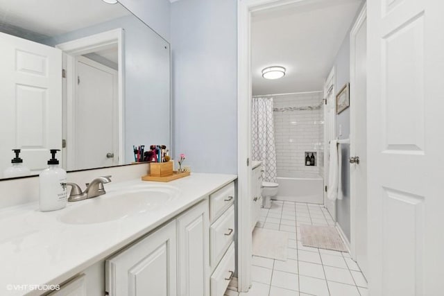 128 Carriage Way Dr Unit 217B, Burr Ridge, IL 60527 - full bath with tile patterned flooring, vanity, and shower / tub combo with curtain