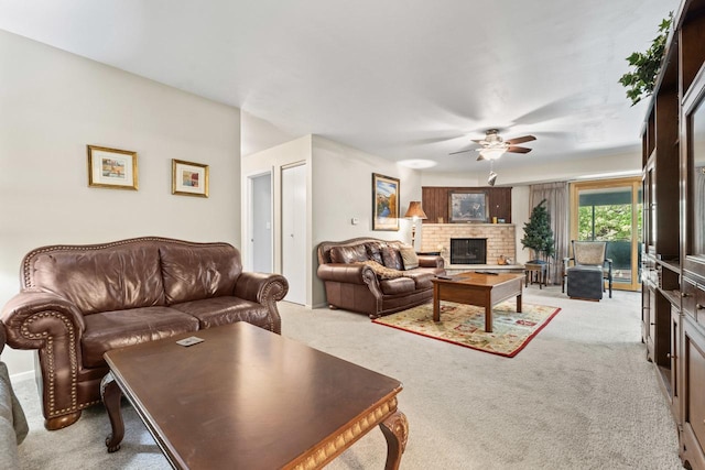 720 Saint Andrews Ln Unit 6, Crystal Lake, IL 60014 - living room with ceiling fan, light colored carpet, and a glass covered fireplace