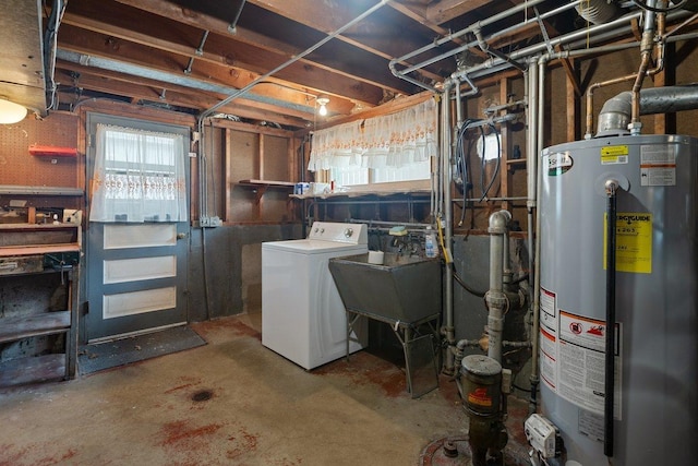8429 Mason Ave, Morton Grove, IL 60053 - basement with gas water heater and washer / clothes dryer