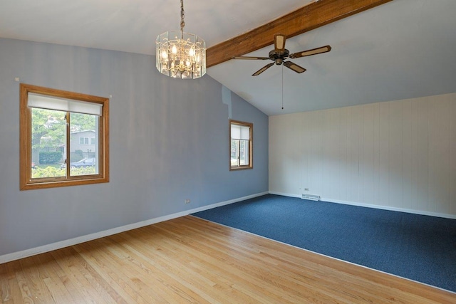 8429 Mason Ave, Morton Grove, IL 60053 - unfurnished room with ceiling fan, a chandelier, and wood finished floors