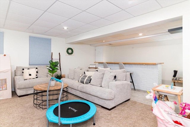 18374 Century Ct, Tinley Park, IL 60477 - carpeted living area featuring a drop ceiling and recessed lighting