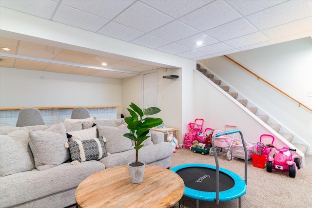 18374 Century Ct, Tinley Park, IL 60477 - rec room with a drop ceiling, carpet, and recessed lighting
