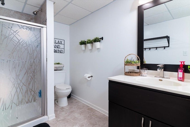18374 Century Ct, Tinley Park, IL 60477 - bathroom with a paneled ceiling, vanity, and a stall shower