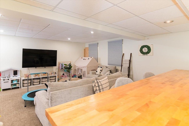 18374 Century Ct, Tinley Park, IL 60477 - carpeted living room with a drop ceiling and recessed lighting