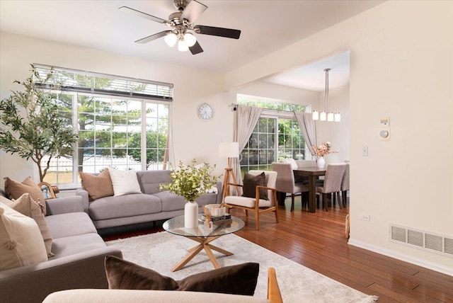 18374 Century Ct, Tinley Park, IL 60477 - living room with a ceiling fan and wood-type flooring