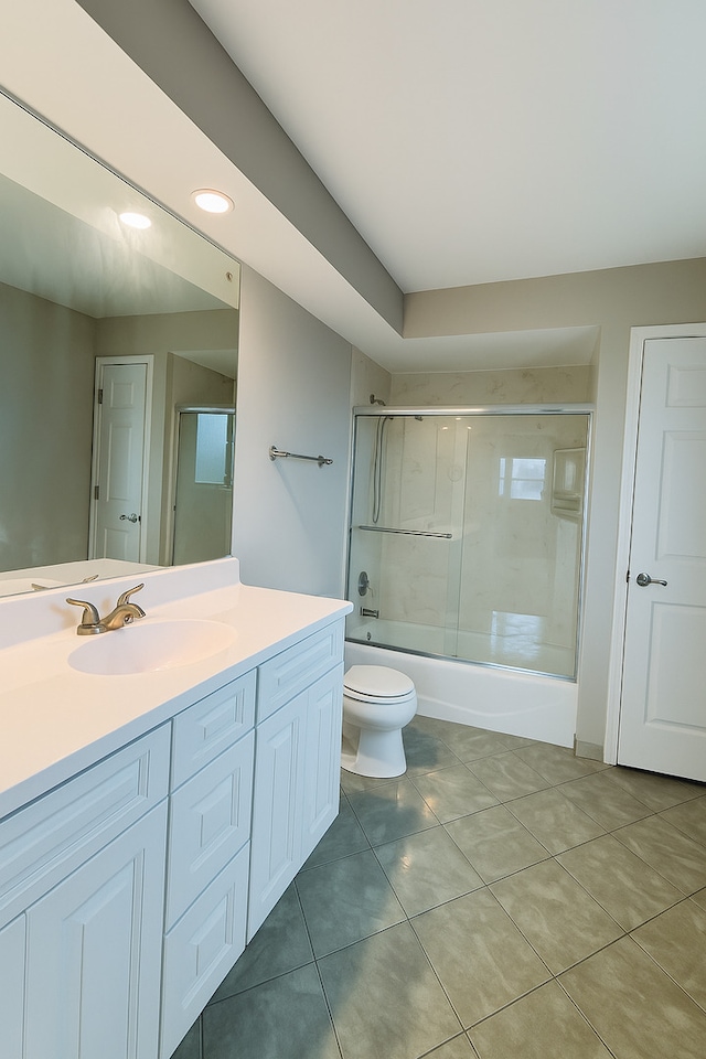 15564 S Willow Ct, Homer Glen, IL 60491 - full bath featuring vanity, combined bath / shower with glass door, tile patterned floors, and recessed lighting