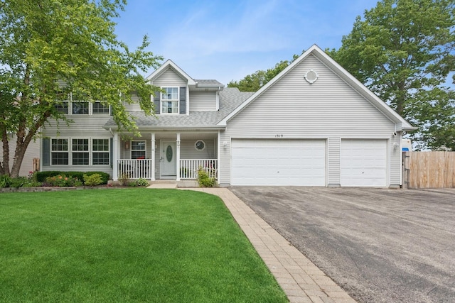1519 Parkside Dr, Plainfield, IL 60586 - traditional home featuring covered porch, driveway, a garage, and roof with shingles