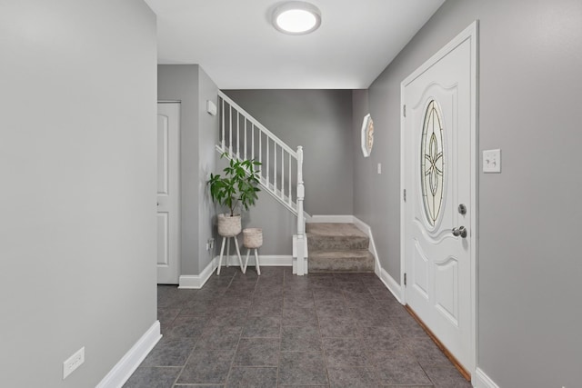 1519 Parkside Dr, Plainfield, IL 60586 - entryway featuring stairway and baseboards