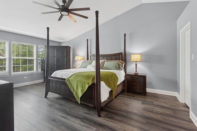 1519 Parkside Dr, Plainfield, IL 60586 - bedroom with vaulted ceiling, dark wood finished floors, and a ceiling fan
