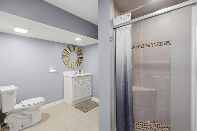 1519 Parkside Dr, Plainfield, IL 60586 - full bathroom featuring a shower stall, vanity, tile patterned floors, and recessed lighting