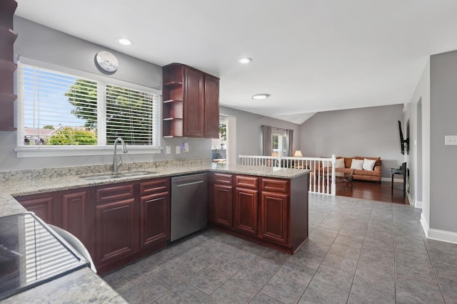 1519 Parkside Dr, Plainfield, IL 60586 - kitchen featuring dishwasher, healthy amount of natural light, reddish brown cabinets, and recessed lighting