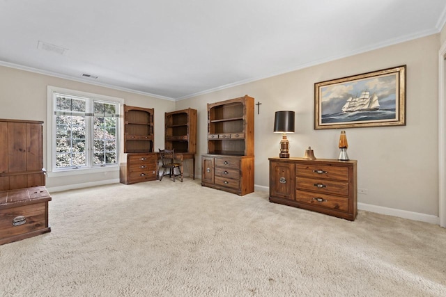937 Braeburn Rd, Inverness, IL 60067 - bedroom featuring carpet floors, ornamental molding, and an office area