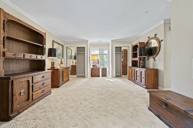 937 Braeburn Rd, Inverness, IL 60067 - living room featuring crown molding and light carpet