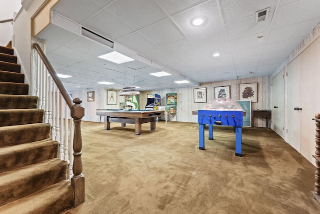 937 Braeburn Rd, Inverness, IL 60067 - playroom with carpet, a drop ceiling, and pool table