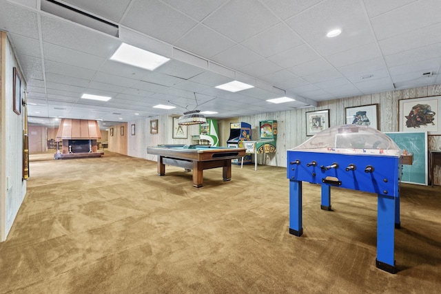 937 Braeburn Rd, Inverness, IL 60067 - game room featuring a drop ceiling, carpet floors, and pool table