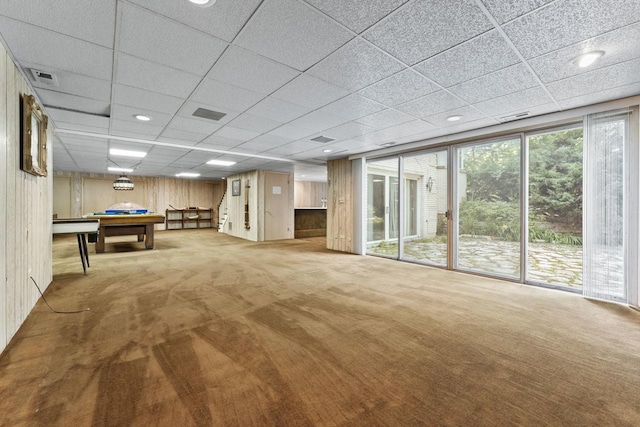 937 Braeburn Rd, Inverness, IL 60067 - below grade area with billiards table, carpet flooring, and a paneled ceiling