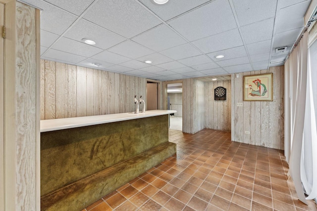 937 Braeburn Rd, Inverness, IL 60067 - bar with a drop ceiling, wooden walls, and recessed lighting