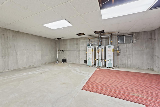 937 Braeburn Rd, Inverness, IL 60067 - below grade area with water heater and a paneled ceiling