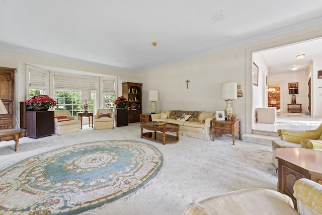 937 Braeburn Rd, Inverness, IL 60067 - living room with carpet flooring and ornamental molding
