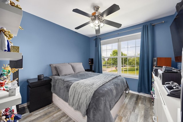 2853 Forestview Dr, Carpentersville, IL 60110 - bedroom with wood finished floors and a ceiling fan