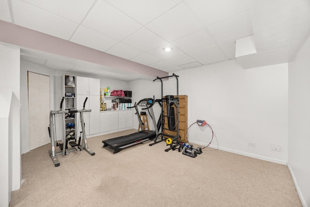 2853 Forestview Dr, Carpentersville, IL 60110 - exercise room with carpet and a paneled ceiling