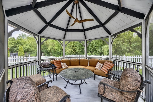 2853 Forestview Dr, Carpentersville, IL 60110 - wooden deck with an outdoor living space, a fenced backyard, and a gazebo
