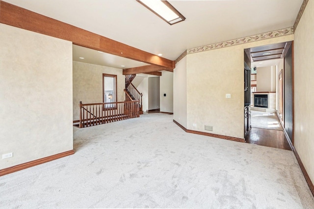 18229 Riegel Rd, Homewood, IL 60430 - empty room featuring carpet flooring, recessed lighting, and stairs