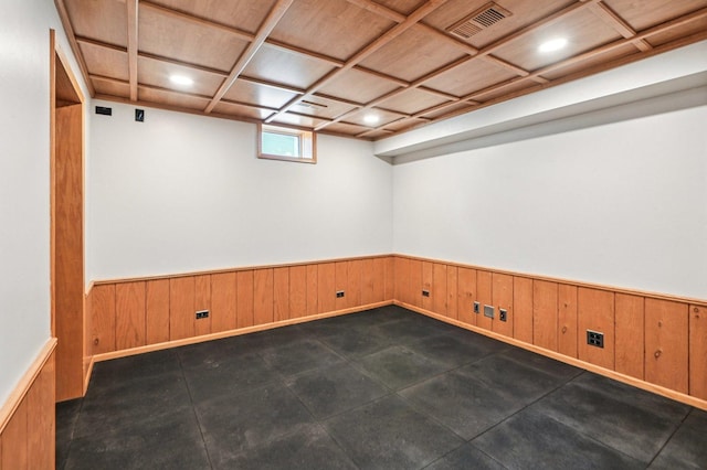18229 Riegel Rd, Homewood, IL 60430 - unfurnished room with a wainscoted wall, wooden walls, and wooden ceiling