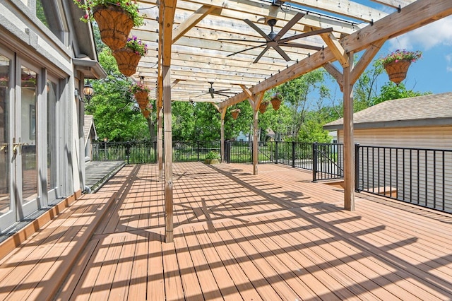18229 Riegel Rd, Homewood, IL 60430 - wooden terrace with a pergola and ceiling fan