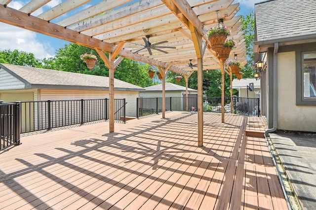 18229 Riegel Rd, Homewood, IL 60430 - wooden terrace with ceiling fan and a pergola