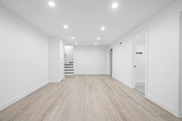 4532 Waubansie Ln, Lisle, IL 60532 - spare room with recessed lighting, stairs, and light wood-type flooring