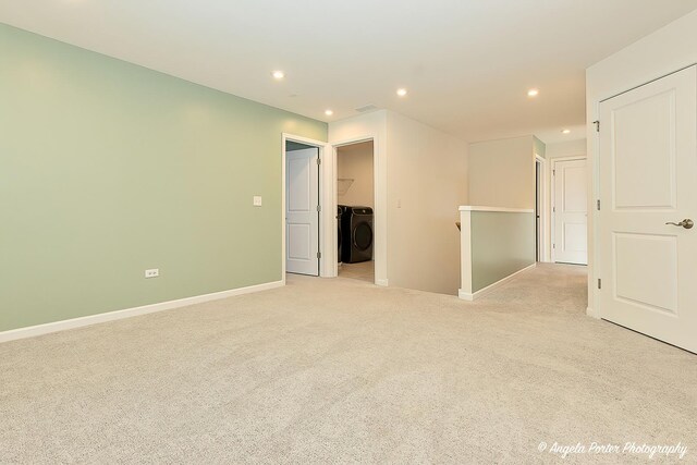 21725 N Ashley St, Kildeer, IL 60047 - empty room featuring washer / dryer, light carpet, and recessed lighting