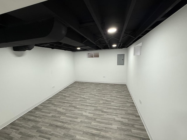 656 Springfield Ave, Joliet, IL 60435 - finished below grade area with electric panel and wood finished floors