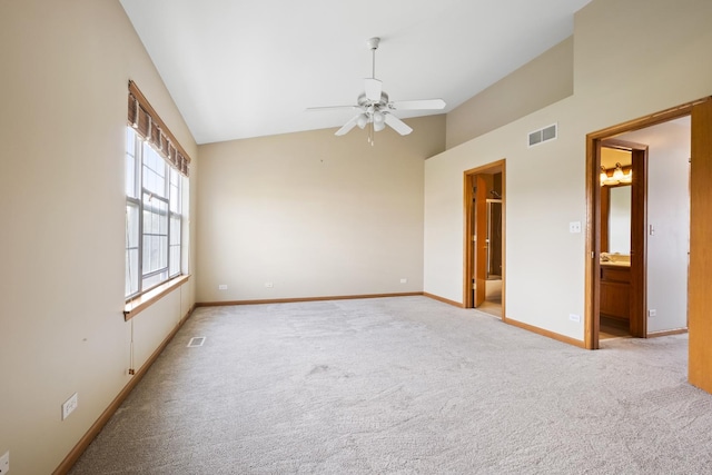 8004 Windsor Dr Unit 8004, Darien, IL 60561 - empty room with light colored carpet, ceiling fan, and high vaulted ceiling