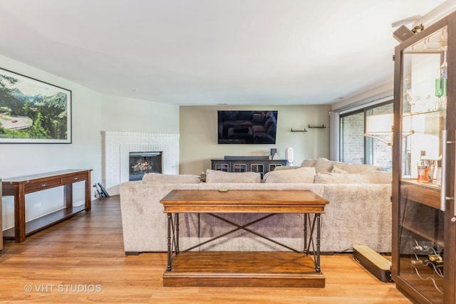 7930 W Lakeview Ct Unit 2A, Palos Heights, IL 60463 - living area with light wood-type flooring and a fireplace