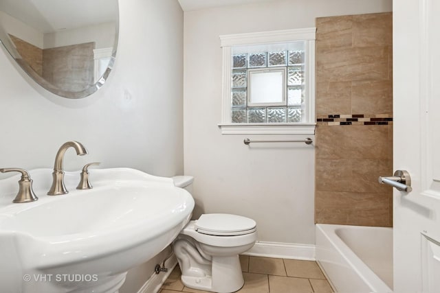 5155 W George St, Chicago, IL 60641 - full bath with tile patterned floors and shower / washtub combination