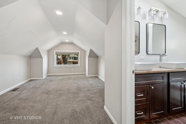 5155 W George St, Chicago, IL 60641 - bonus room featuring lofted ceiling, dark colored carpet, and recessed lighting
