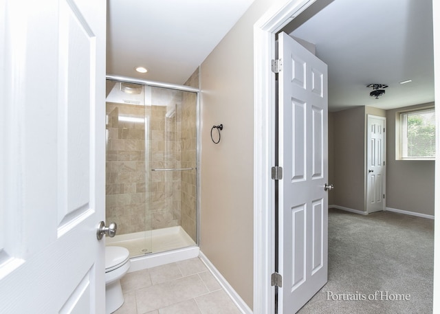 497 Le Moyne Ave, Romeoville, IL 60446 - bathroom featuring a stall shower, tile patterned flooring, and recessed lighting