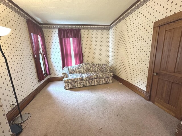 506 E Lincoln St, Saybrook, IL 61770 - living area with carpet floors and wallpapered walls