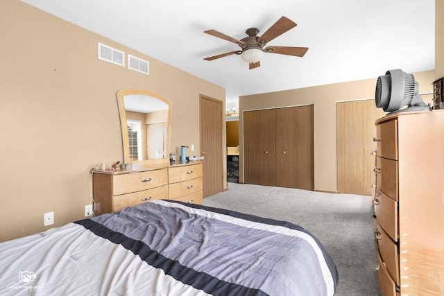 1644 Bridle Post Dr Unit 1644, Aurora, IL 60506 - bedroom with carpet floors, arched walkways, two closets, and ceiling fan