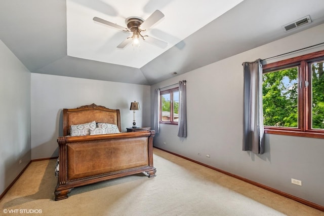 9228 S 55th Ct, Oak Lawn, IL 60453 - bedroom featuring light colored carpet, a ceiling fan, and vaulted ceiling