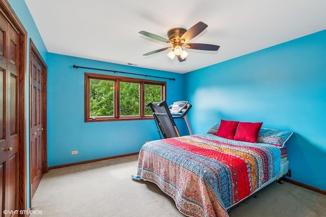 9228 S 55th Ct, Oak Lawn, IL 60453 - bedroom with carpet flooring, a closet, and a ceiling fan