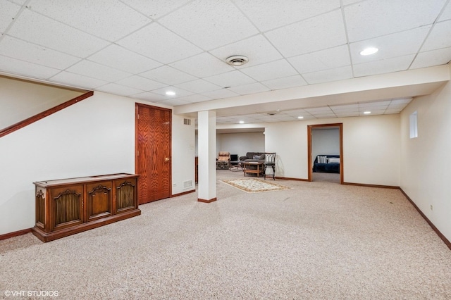 9228 S 55th Ct, Oak Lawn, IL 60453 - finished below grade area with carpet flooring, recessed lighting, and a drop ceiling