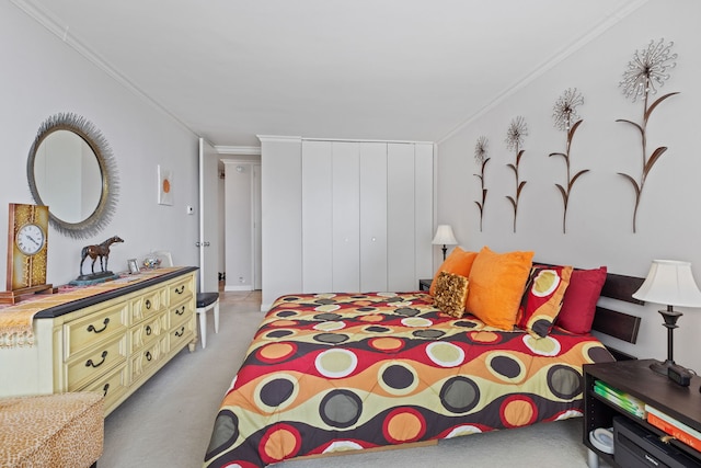 4800 S Chicago Beach Dr Unit 513N, Chicago, IL 60615 - bedroom featuring ornamental molding, light carpet, and a closet