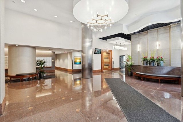 3660 N Lake Shore Dr Unit 4502, Chicago, IL 60613 - common area featuring a high ceiling and recessed lighting