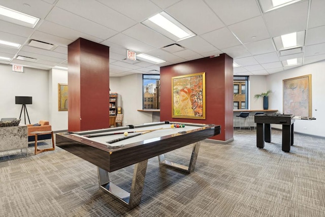 3660 N Lake Shore Dr Unit 4502, Chicago, IL 60613 - rec room featuring carpet floors, billiards, and a paneled ceiling